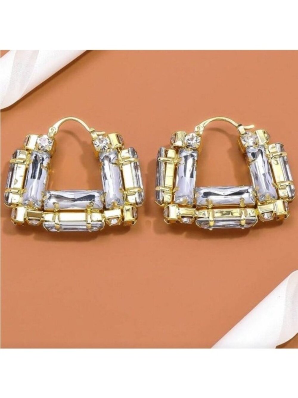 Valentina Baguette Crystal Square Earrings